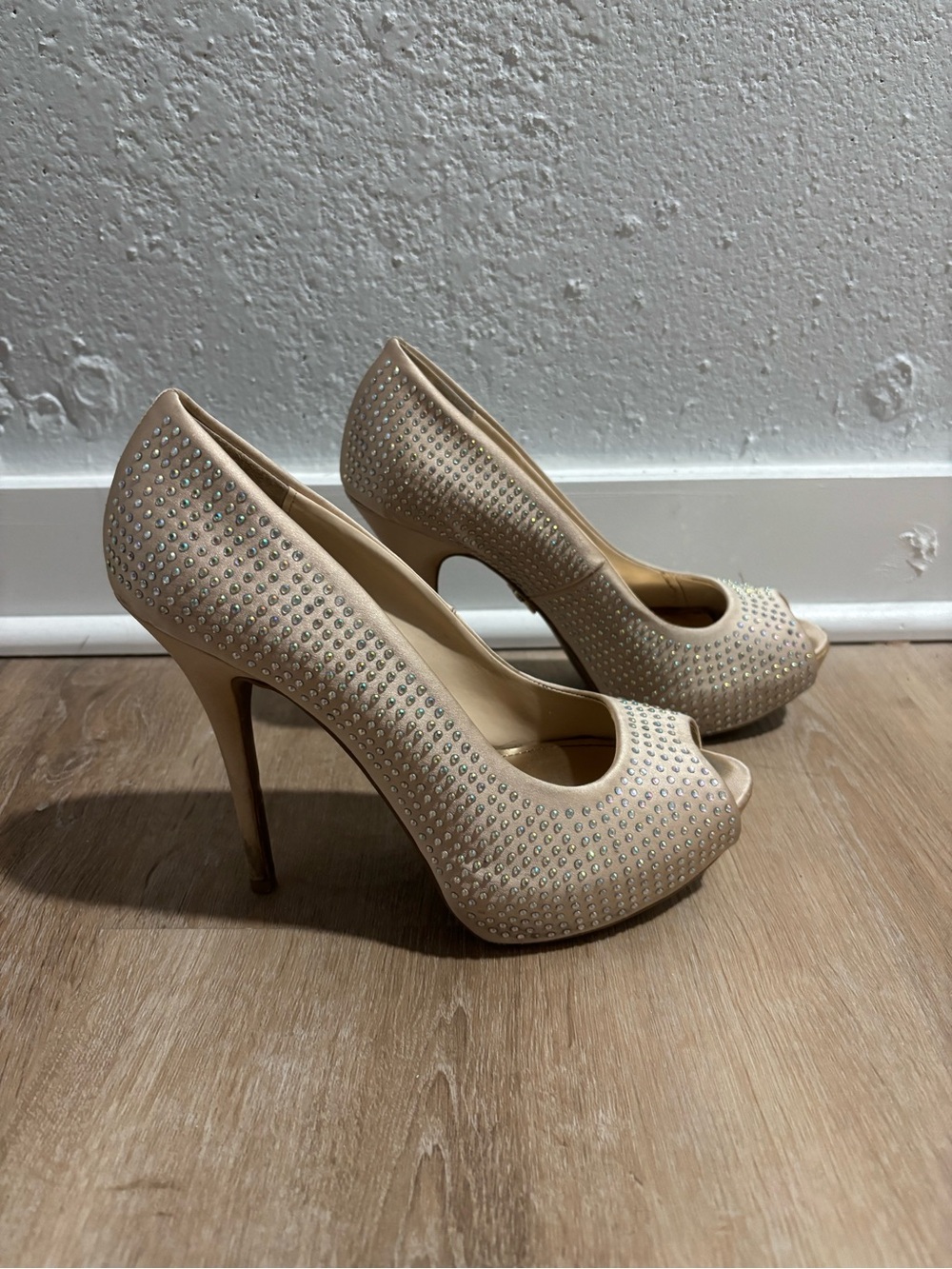 Jennifer Lopez - Women's Nude Crystal Embellished High Heels
